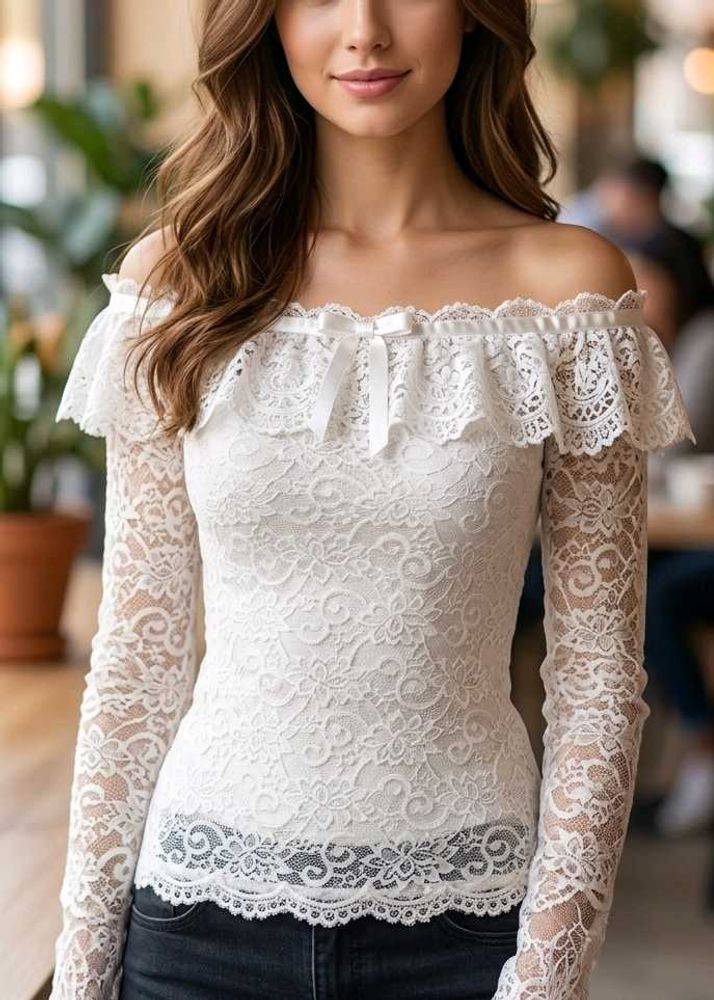 Elegant White Lace Off-Shoulder Top