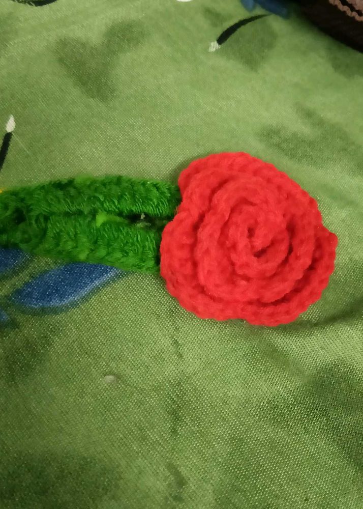Handmade Crocheted Rose Hair Clip