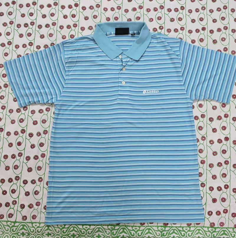 Blue striped polo T-shirt