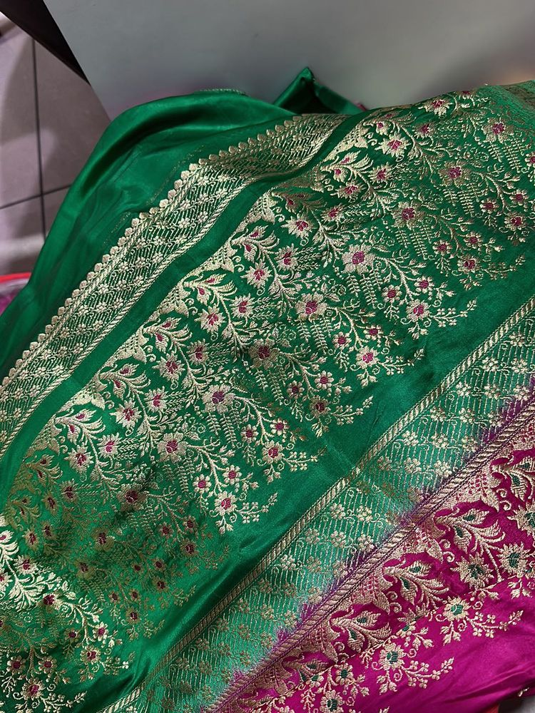 Stunning Green Banarasi pure Silk Saree