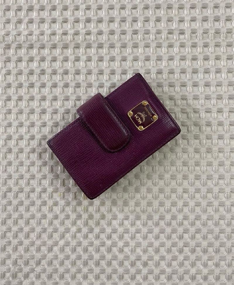 Authentic MCM Purple Leather Wallet + Card holder