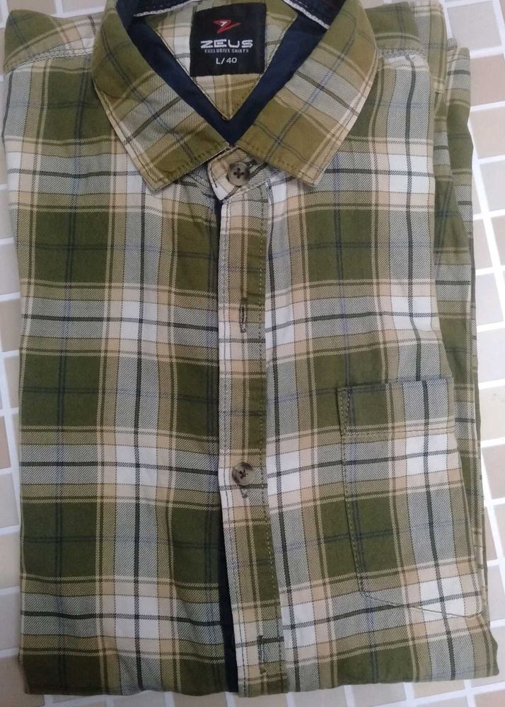 Men's Checked Green Casual Shirt