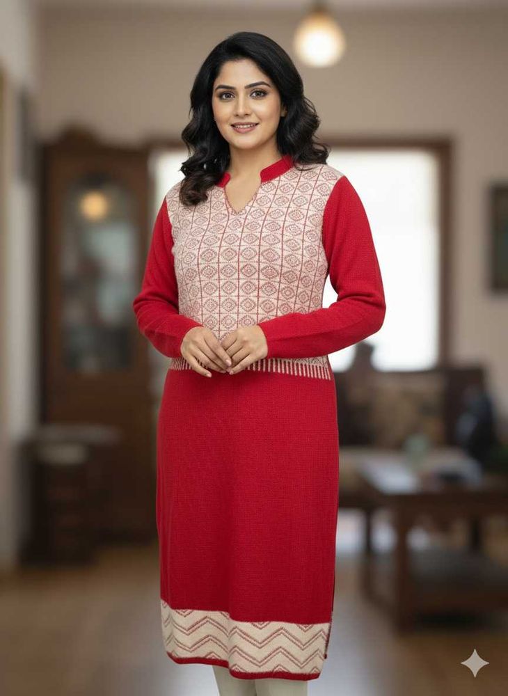 Elegant Red Knit kurti