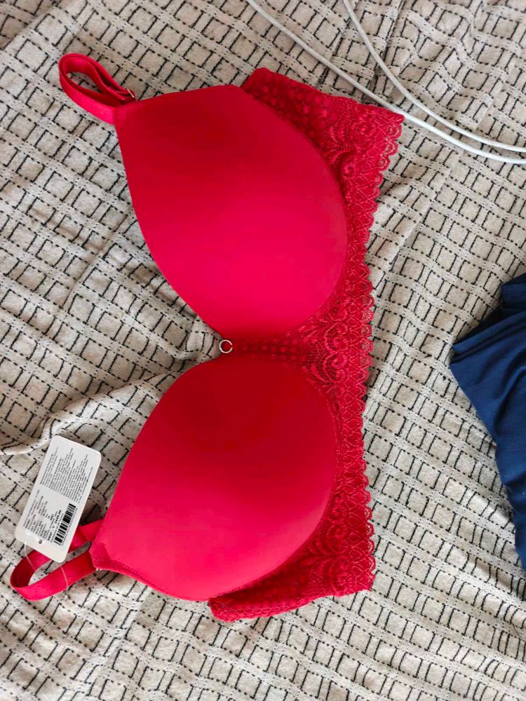 Lacy Red Push-Up Bra