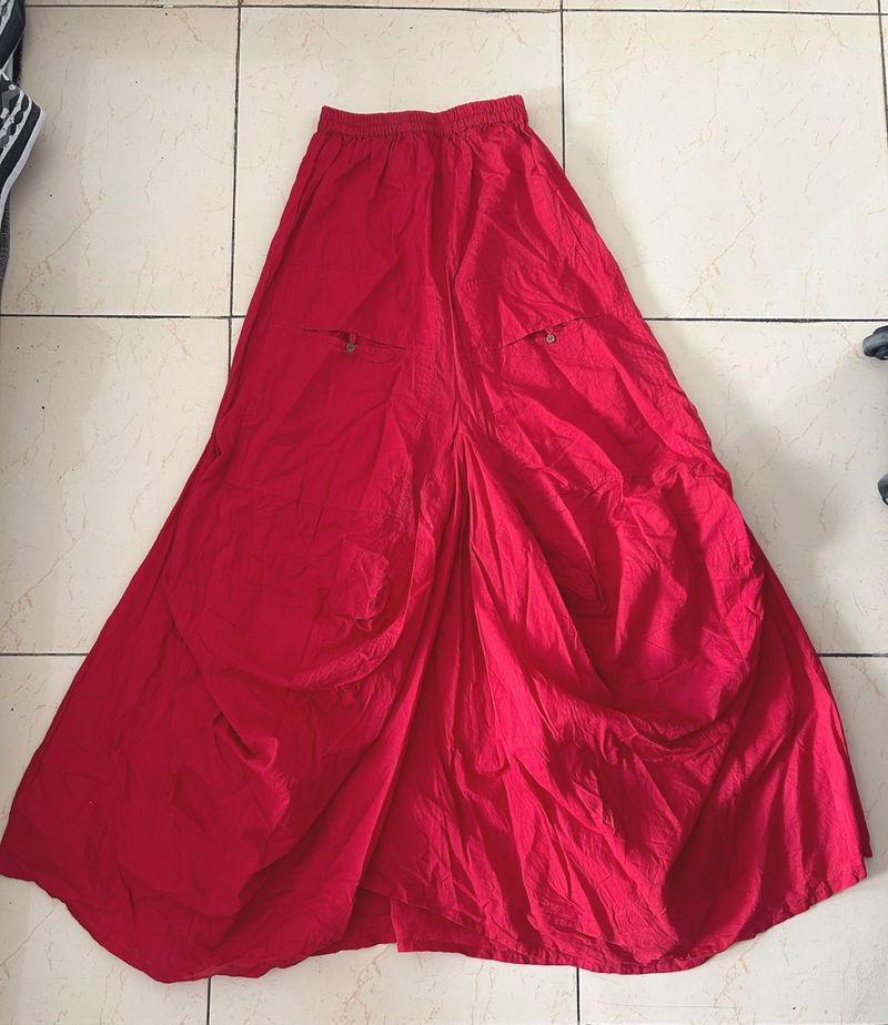 Red Palazzo Skirt