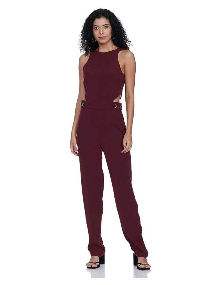Chic Maroon Cutout Jumpsuit