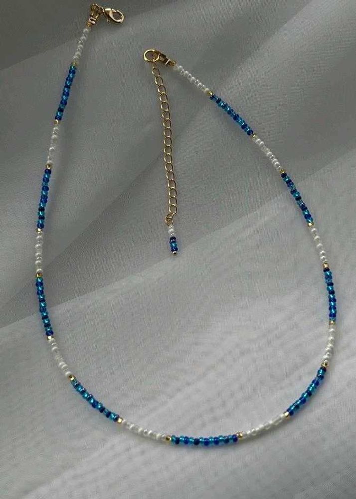 Blue &amp; White Beaded Necklace🧿