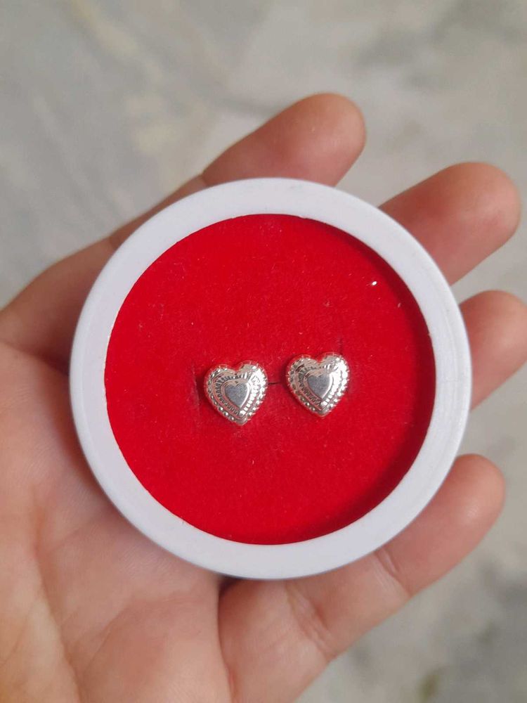 Silver Heart Stud Earrings