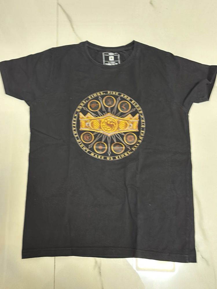Boys Graphic Print Black T-Shirt