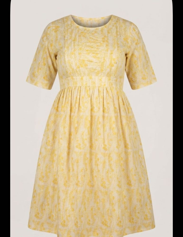Yellow Floral Print Midi Dress