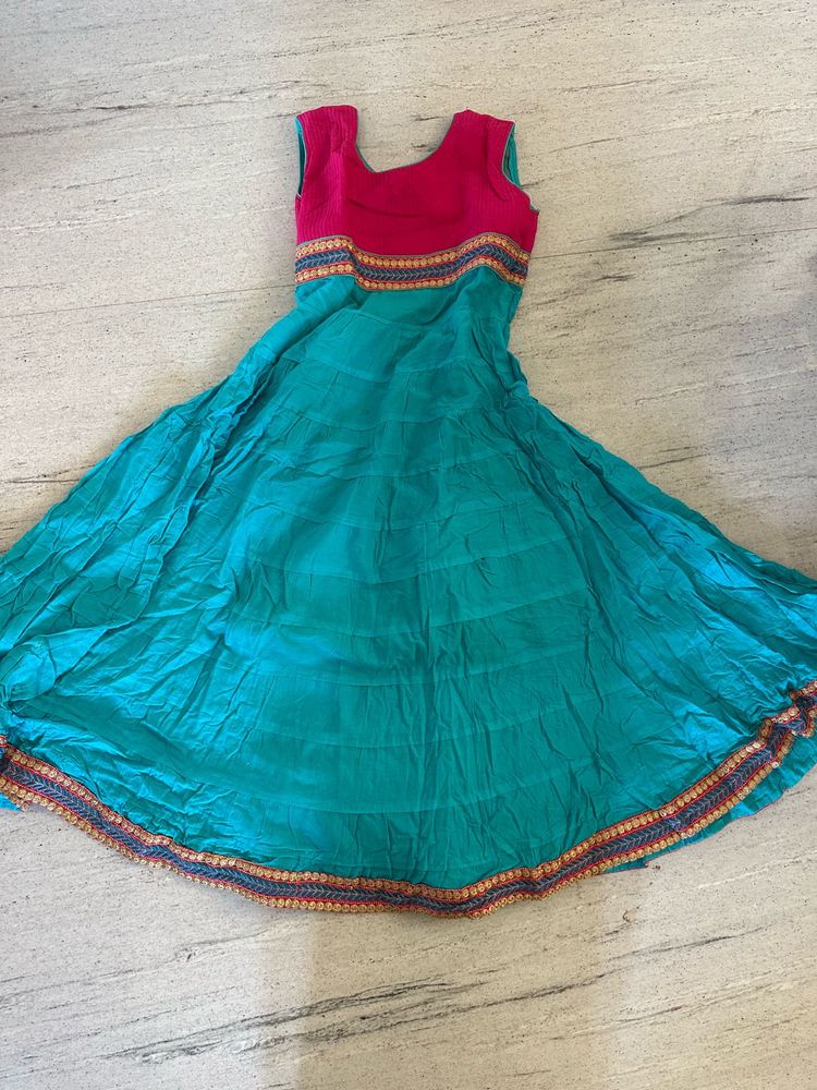Beautiful Teal &amp; Pink Ethnic Gown- XL