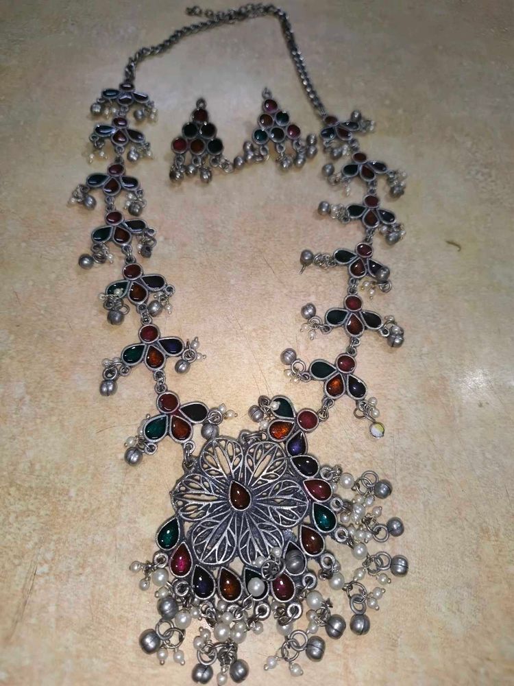 Antique Oxidised Silver Necklace Set