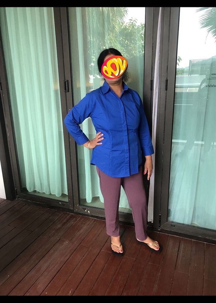 Blue Button-Down Top