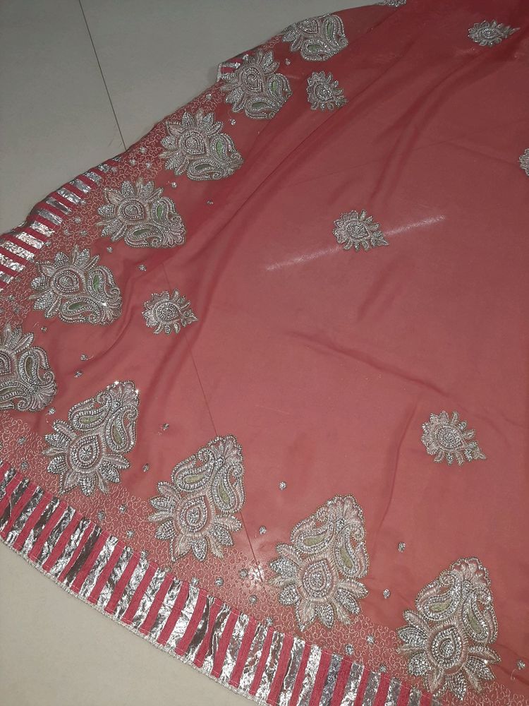 peach saree