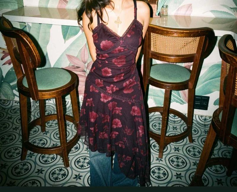 Floral Mesh Mini Dress