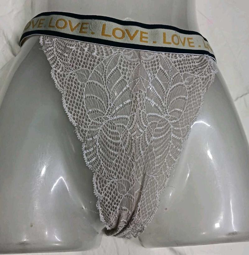 ,💛 Lace Thong with "LOVE" Band