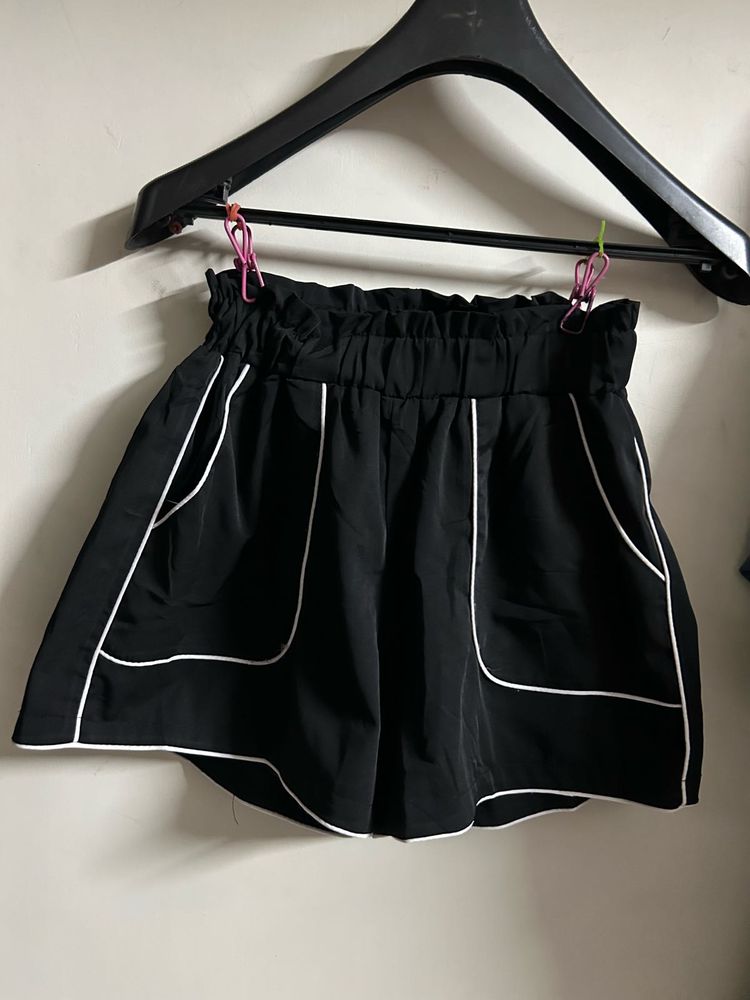 Black Shorts with White Piping