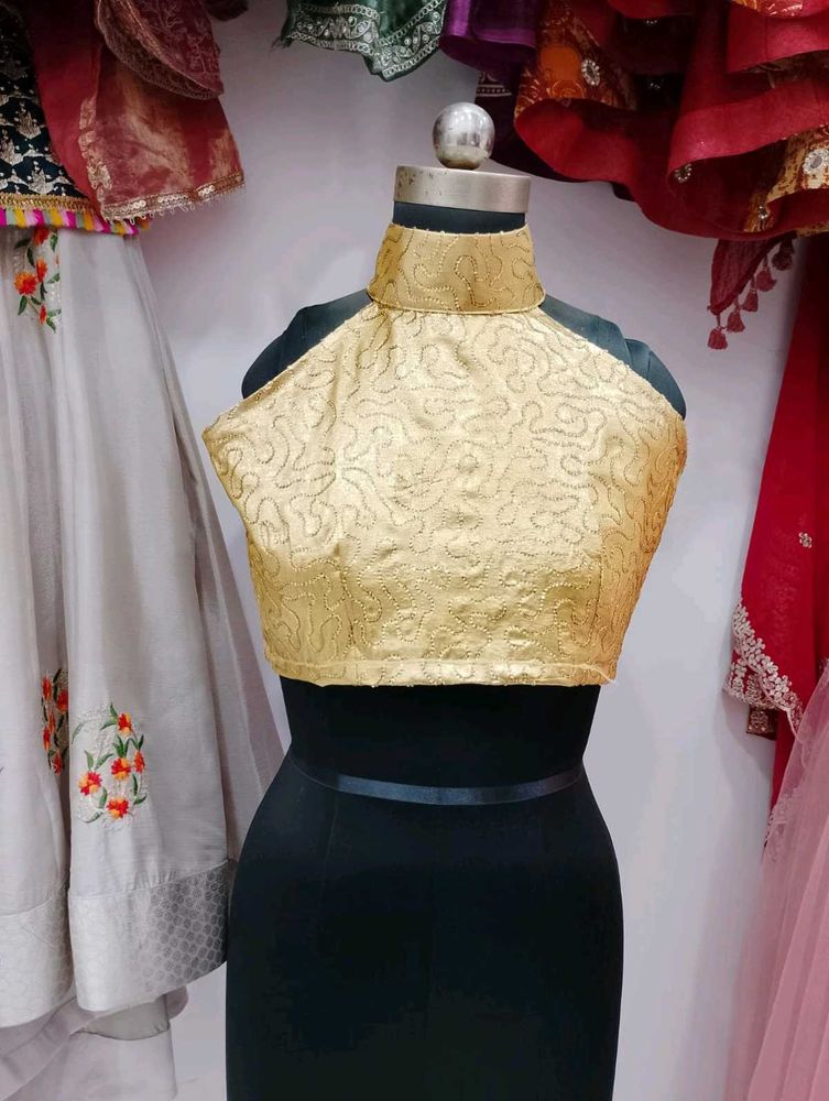 Golden High Neck Blouse