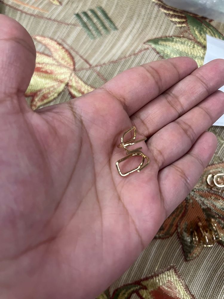 Unique Gold Tone Geometric Earrings