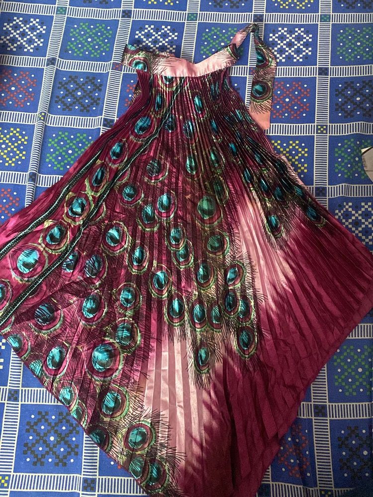 Peacock Print Maxi Top