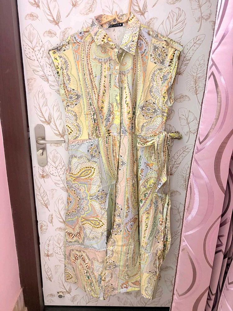Zara paisley print cotton button down dress