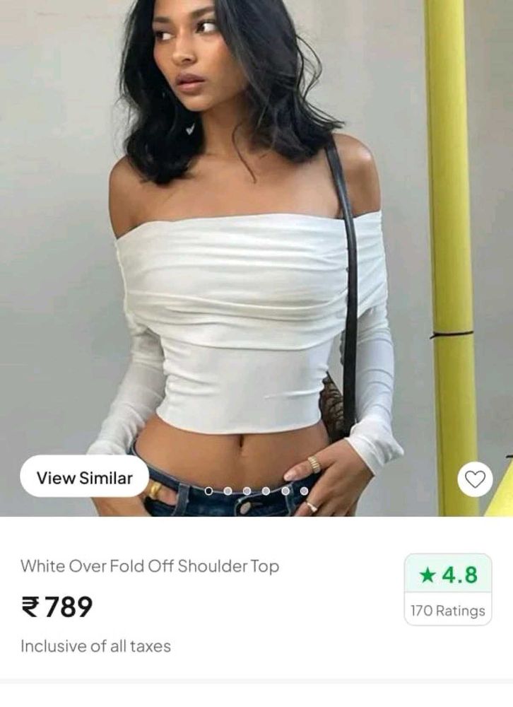 White Off-Shoulder Ruched Top