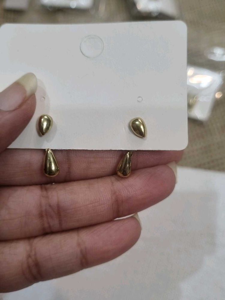 2 in 1 Gold Teardrop Earrings
