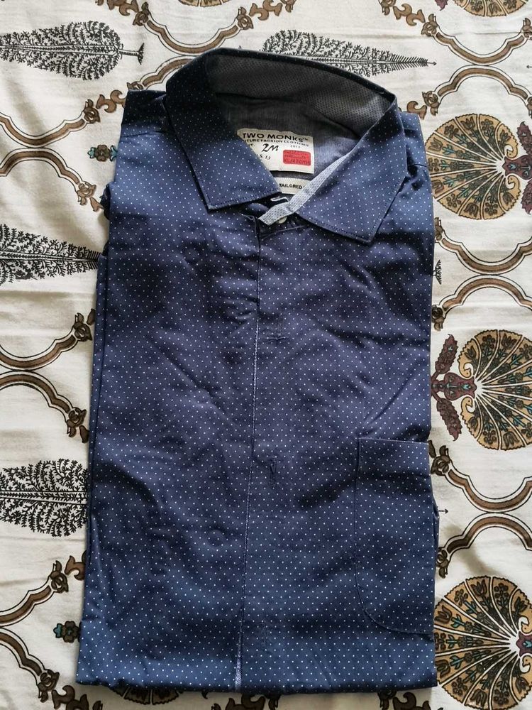 Two Monks Blue Polka Dot Shirt