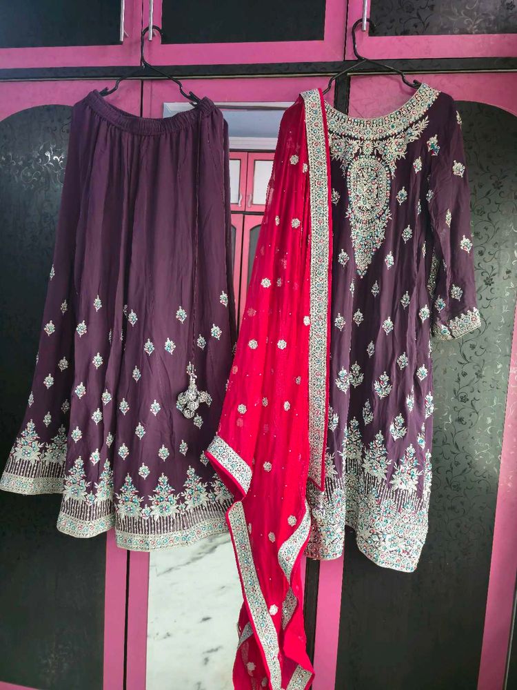 heavy kundan work pallazo suit set