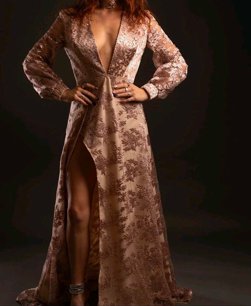 11712. Elegant Floral Print Maxi Gown