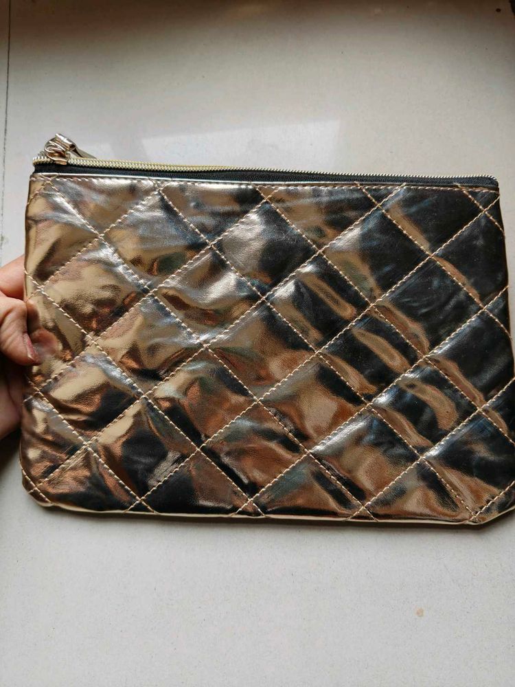 Chic Quilted Metallic Pouch