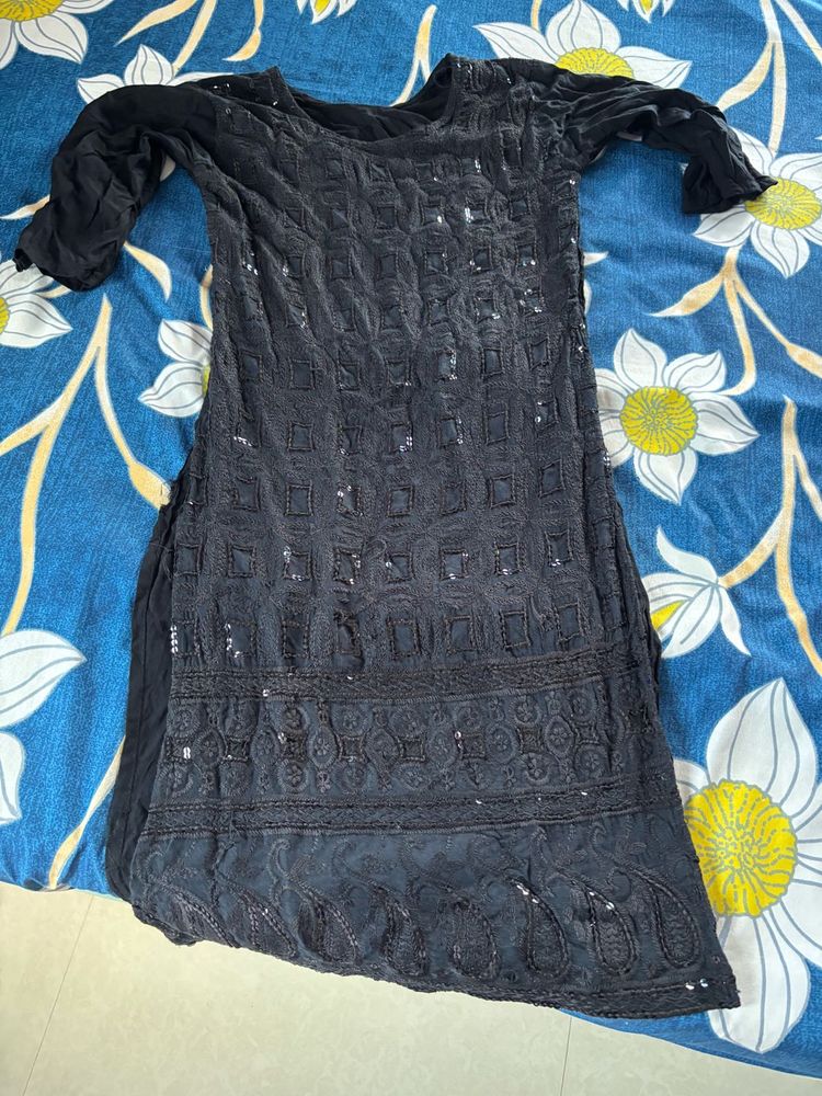 Black Sequined Chikankari Kurta