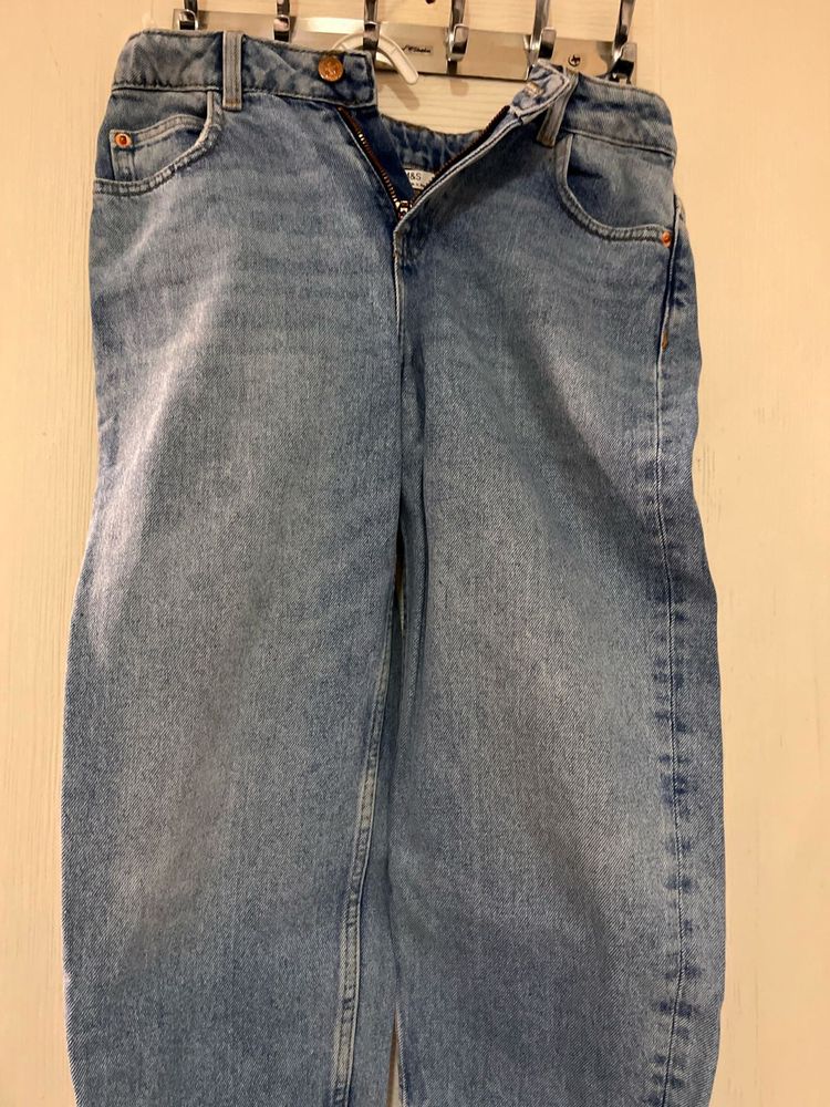 M&amp;S Light Wash Wide Leg Jeans