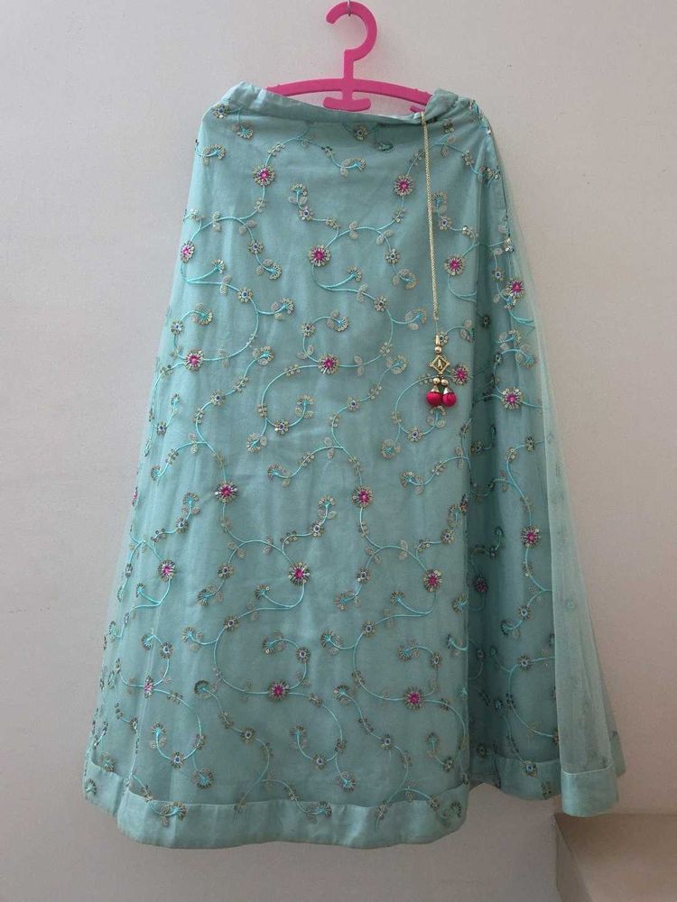 Beautiful Sky Blue Embroidered Skirt