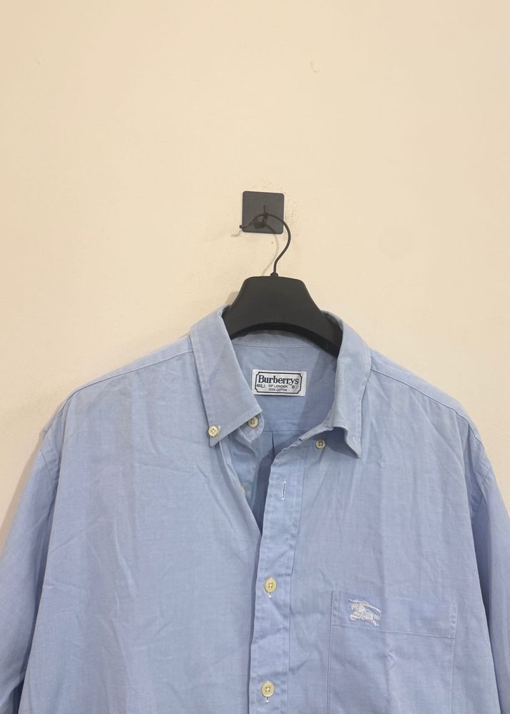 Light Blue Burberry Button-Down Shirt