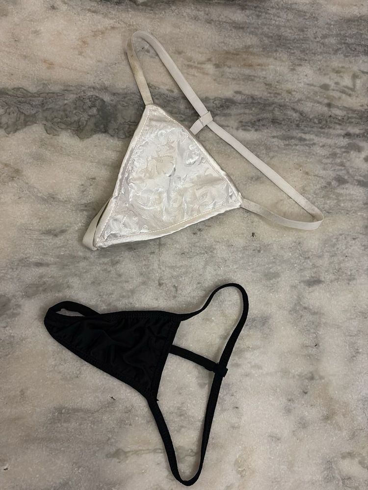 White &amp; Black Thong Set