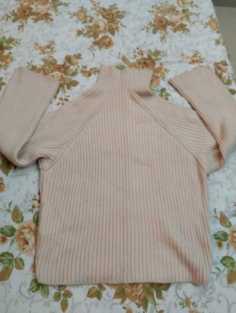 Women's Ribbed Turtleneck Sweater with free t-shir