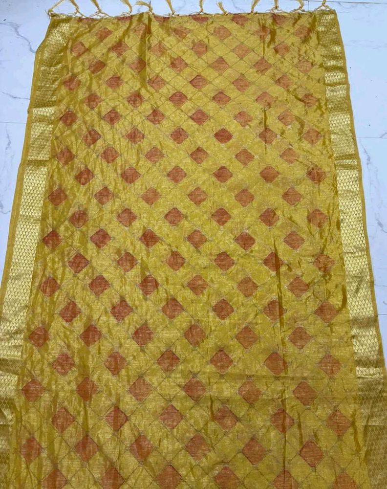 Beautiful Yellow saree with Tassels