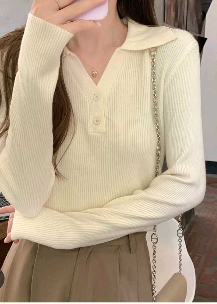 Elegant Cream Knit Top