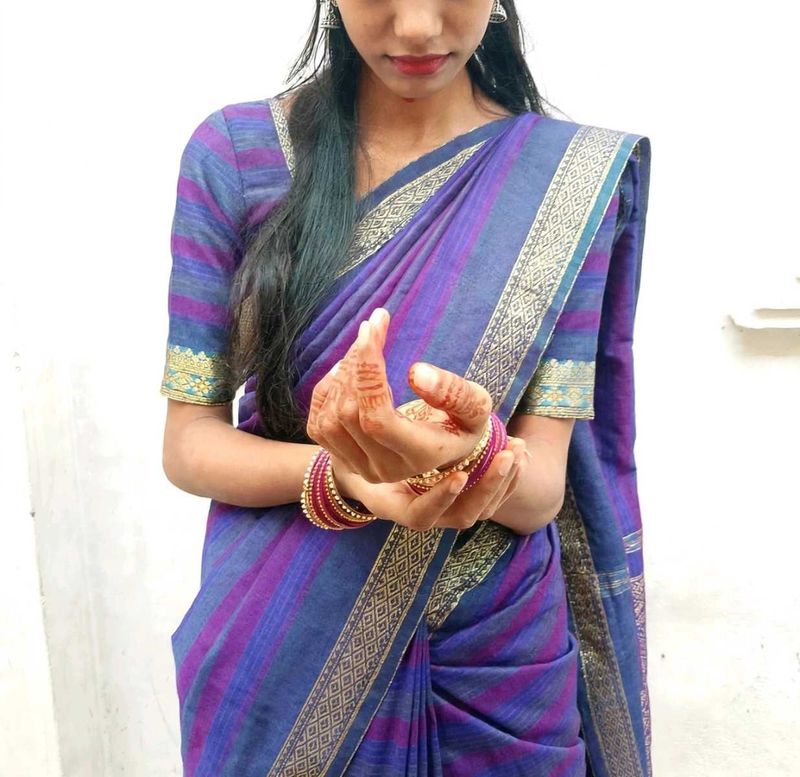 Elegant Purple Striped Saree