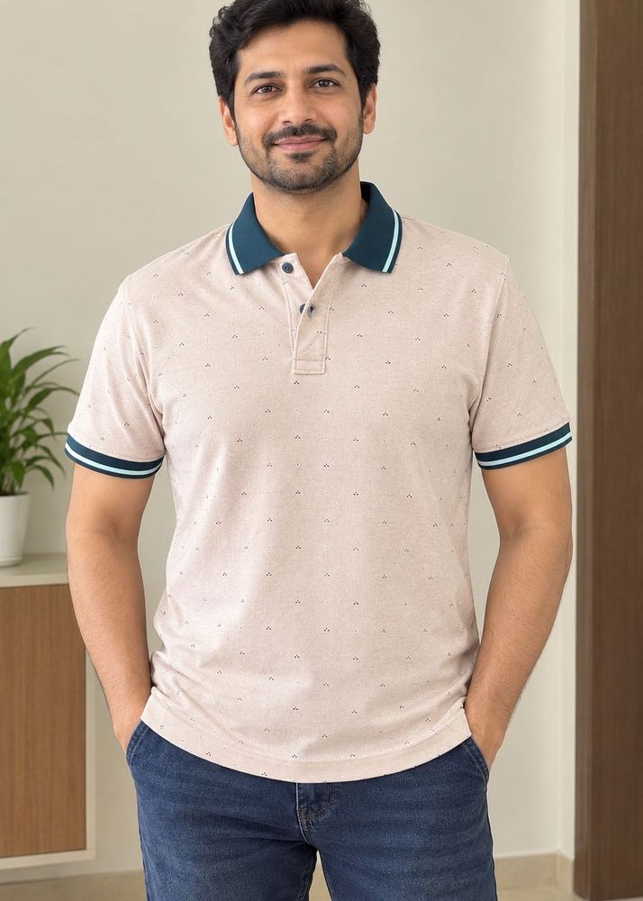 Men's Peach Polo T-Shirt