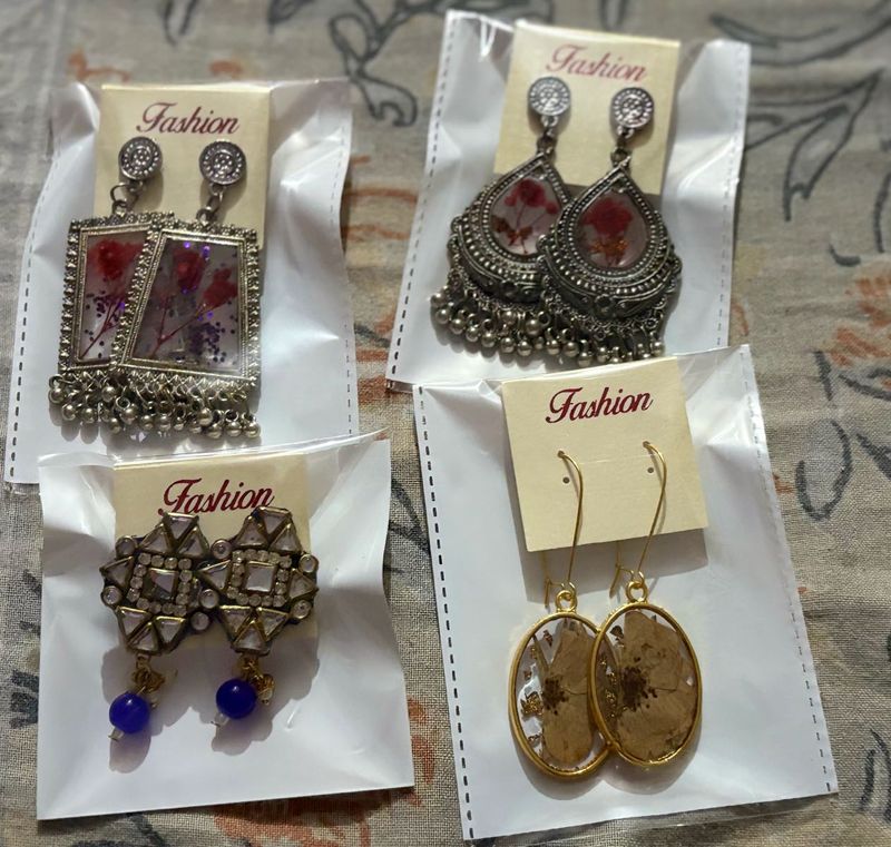 Bohemian Floral Dangle Earrings 4 pair combo
