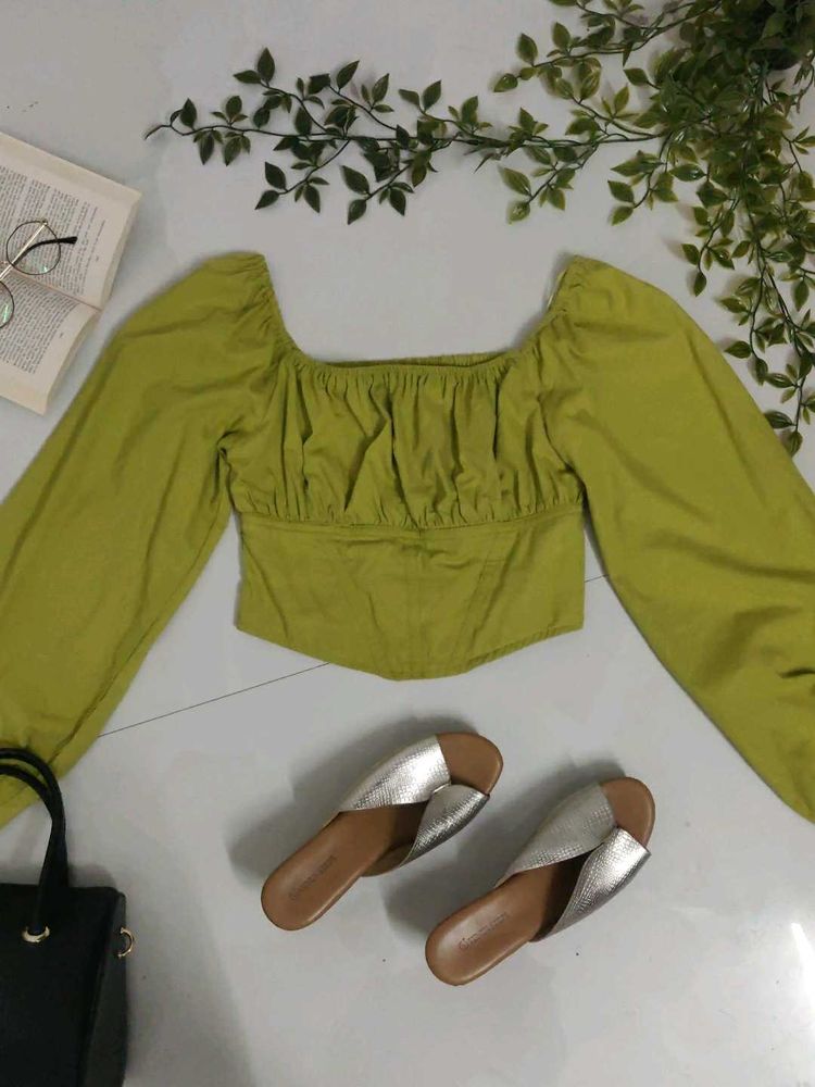 Green corset Crop Top🌿✨💚