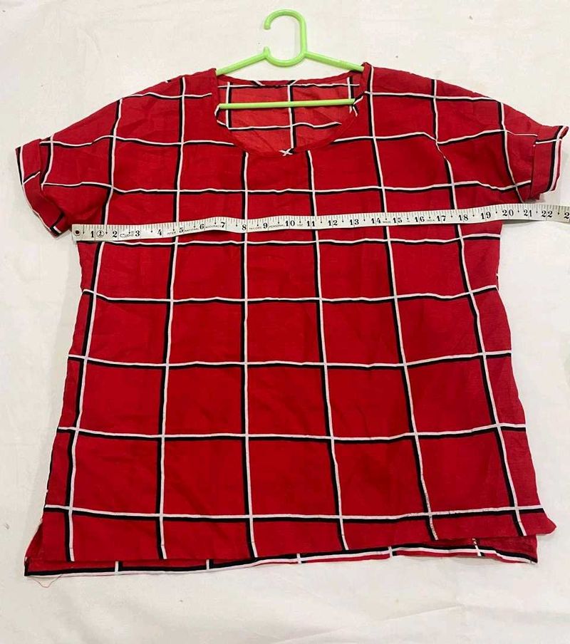 Red &amp; White Checkered Casual Top
