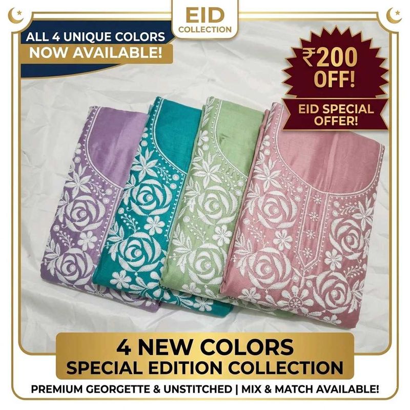 “Eid Special Unstitched Cotton Suit with Dupatta