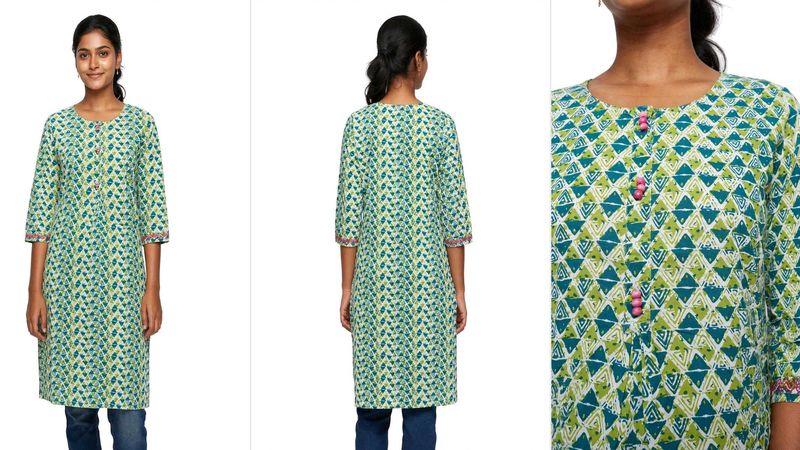 Jaipur Kurti Pure Cotton Printed  (Size M