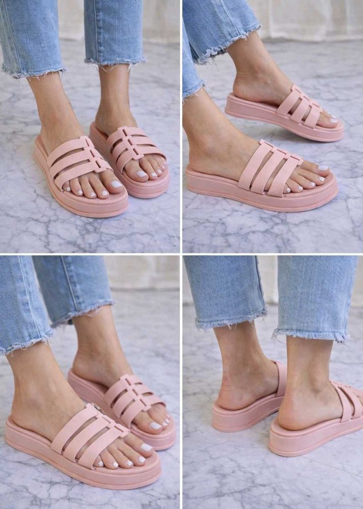 Trendy Pink Platform Slide flipflop