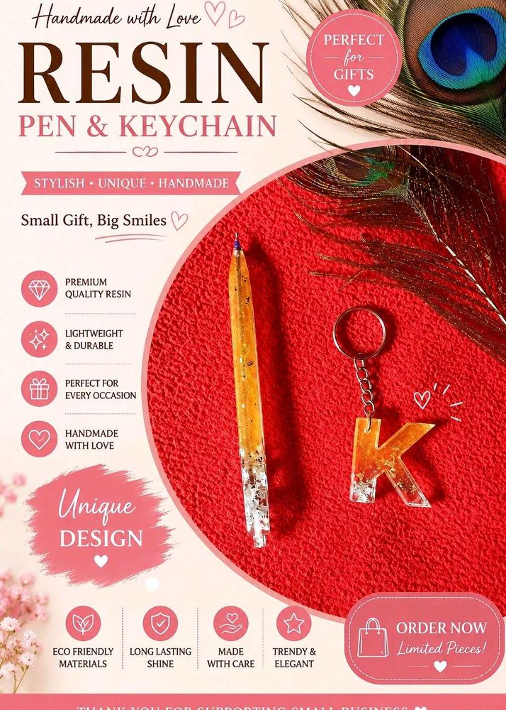 Handmade Resin Pen &amp; Keychain Set