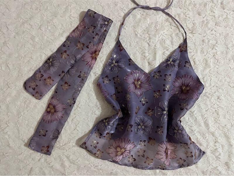 Backless Desi y2k top with Scarf read description