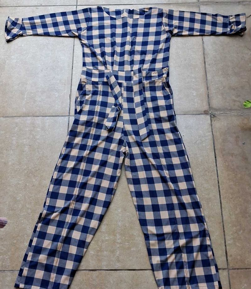 Blue Gingham Jumpsuit